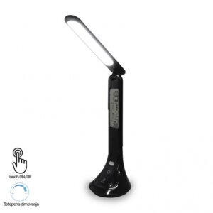 LED Crna stona lampa sa 3 stepena dimovanja i digitalnim satom, temperaturom i datumom